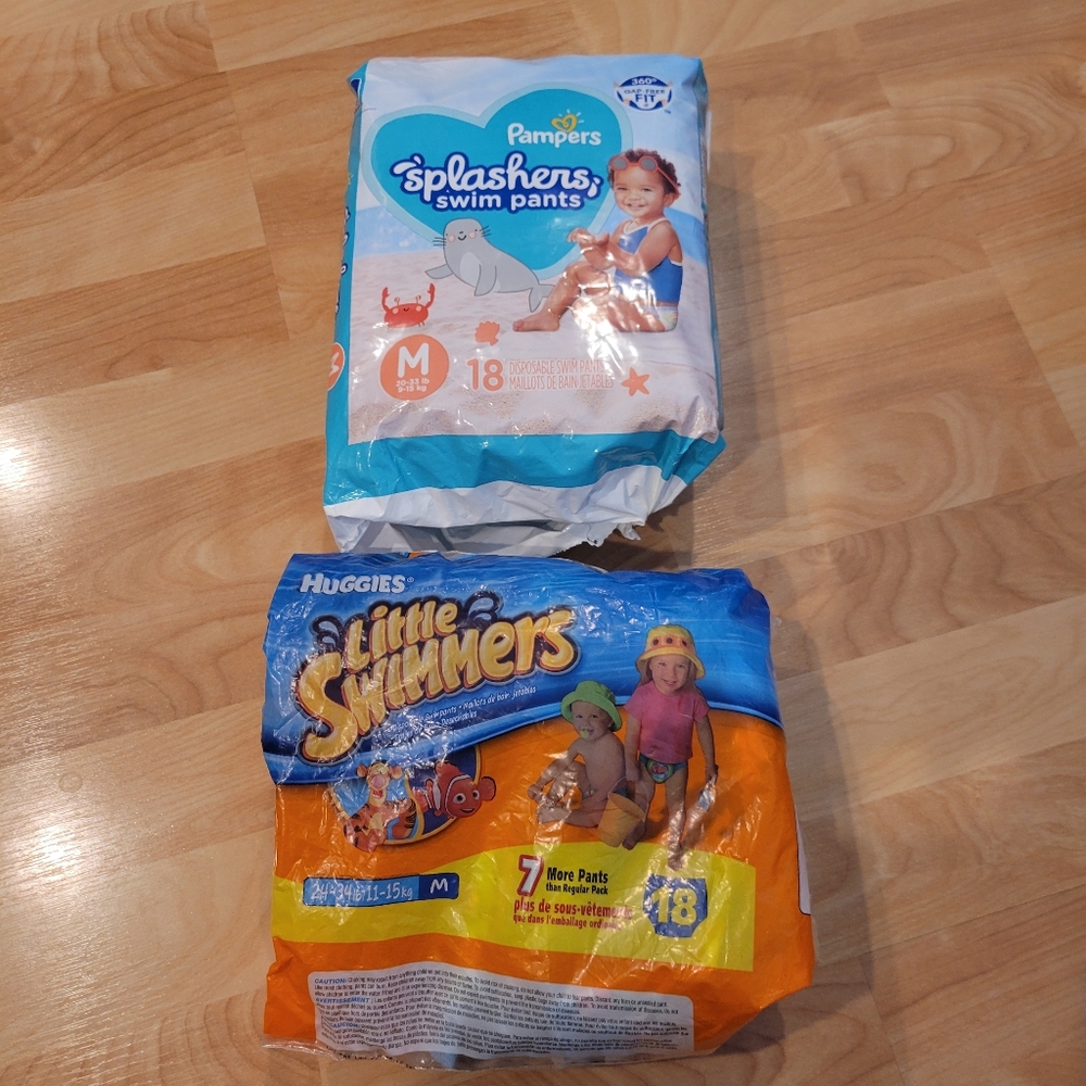 Pampers Splashers Huggies Little Swimmers Disposable Swim Diapers Size M 20-34lb